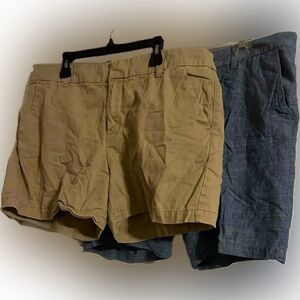 Final Price! 2 Pairs of Juniors Size 14 Modest Merona Shorts (Khaki/Chambray)